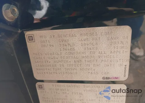 1995 Chevrolet Corvette from USA, damaged, VIN 1G1YY32P4S5100608